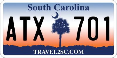 SC license plate ATX701