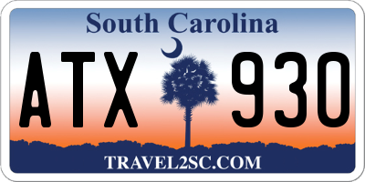 SC license plate ATX930