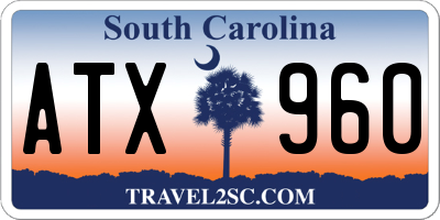 SC license plate ATX960