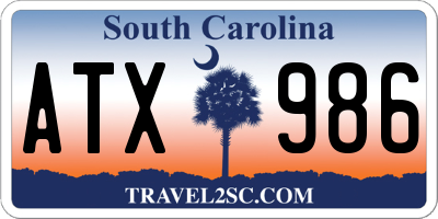 SC license plate ATX986