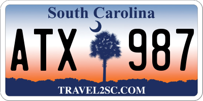 SC license plate ATX987