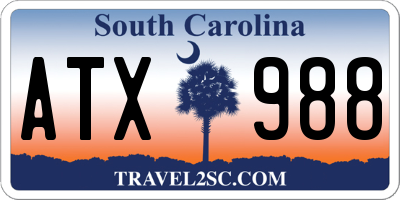 SC license plate ATX988