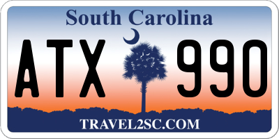 SC license plate ATX990