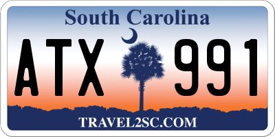 SC license plate ATX991