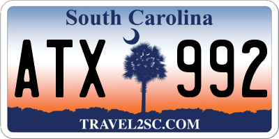 SC license plate ATX992