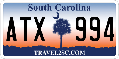 SC license plate ATX994