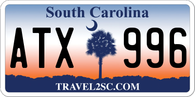 SC license plate ATX996