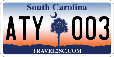 SC license plate ATY003