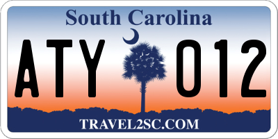 SC license plate ATY012