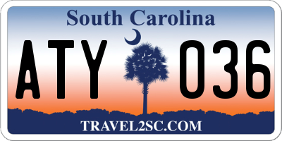SC license plate ATY036