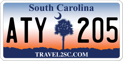 SC license plate ATY205