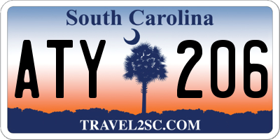 SC license plate ATY206