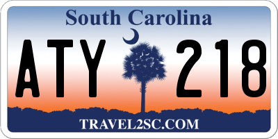 SC license plate ATY218
