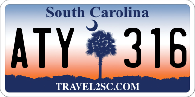 SC license plate ATY316