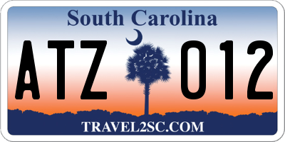 SC license plate ATZ012