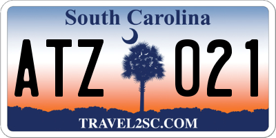 SC license plate ATZ021
