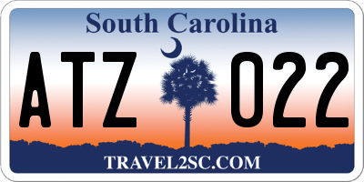 SC license plate ATZ022