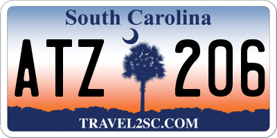 SC license plate ATZ206
