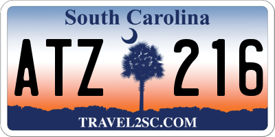 SC license plate ATZ216