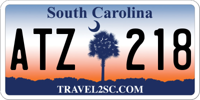 SC license plate ATZ218
