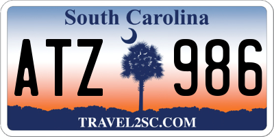 SC license plate ATZ986