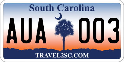SC license plate AUA003