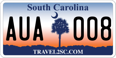 SC license plate AUA008