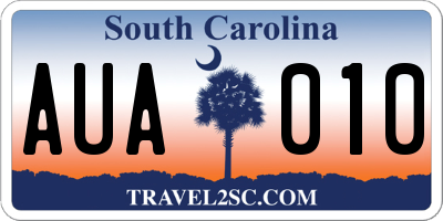 SC license plate AUA010