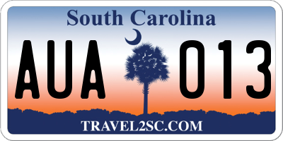 SC license plate AUA013