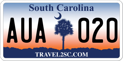 SC license plate AUA020