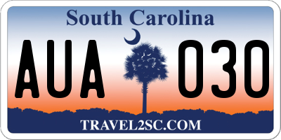 SC license plate AUA030