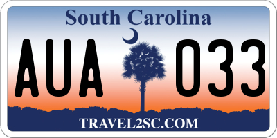 SC license plate AUA033