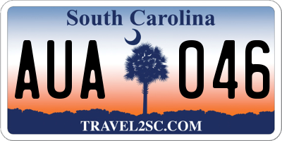 SC license plate AUA046