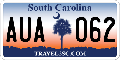SC license plate AUA062