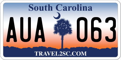 SC license plate AUA063