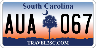 SC license plate AUA067
