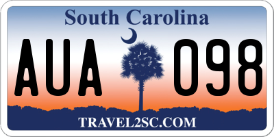 SC license plate AUA098