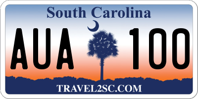 SC license plate AUA100