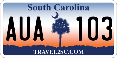 SC license plate AUA103