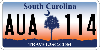 SC license plate AUA114