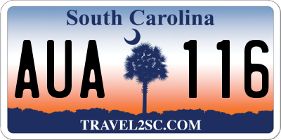 SC license plate AUA116