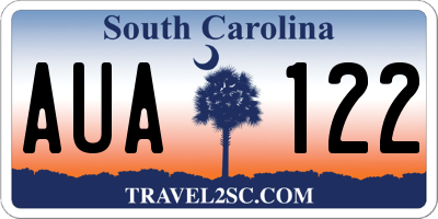 SC license plate AUA122