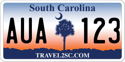 SC license plate AUA123