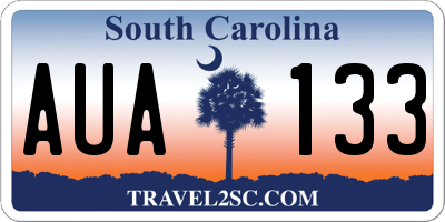 SC license plate AUA133