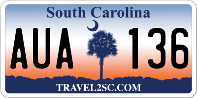 SC license plate AUA136
