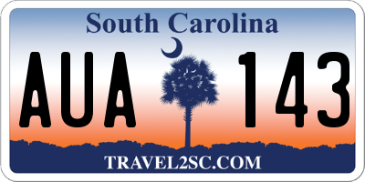 SC license plate AUA143