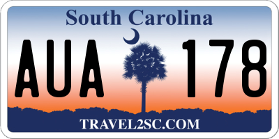 SC license plate AUA178