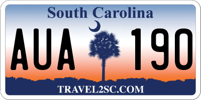 SC license plate AUA190