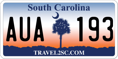 SC license plate AUA193