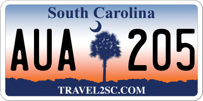 SC license plate AUA205